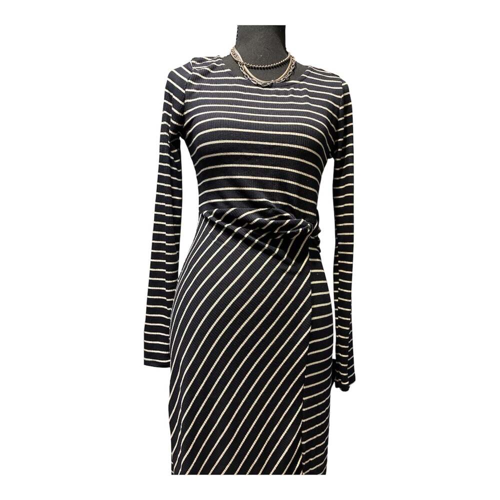 *Nwt-Gilli Striped Long Sleeve Front Knot Side Slit Midi Dress size small